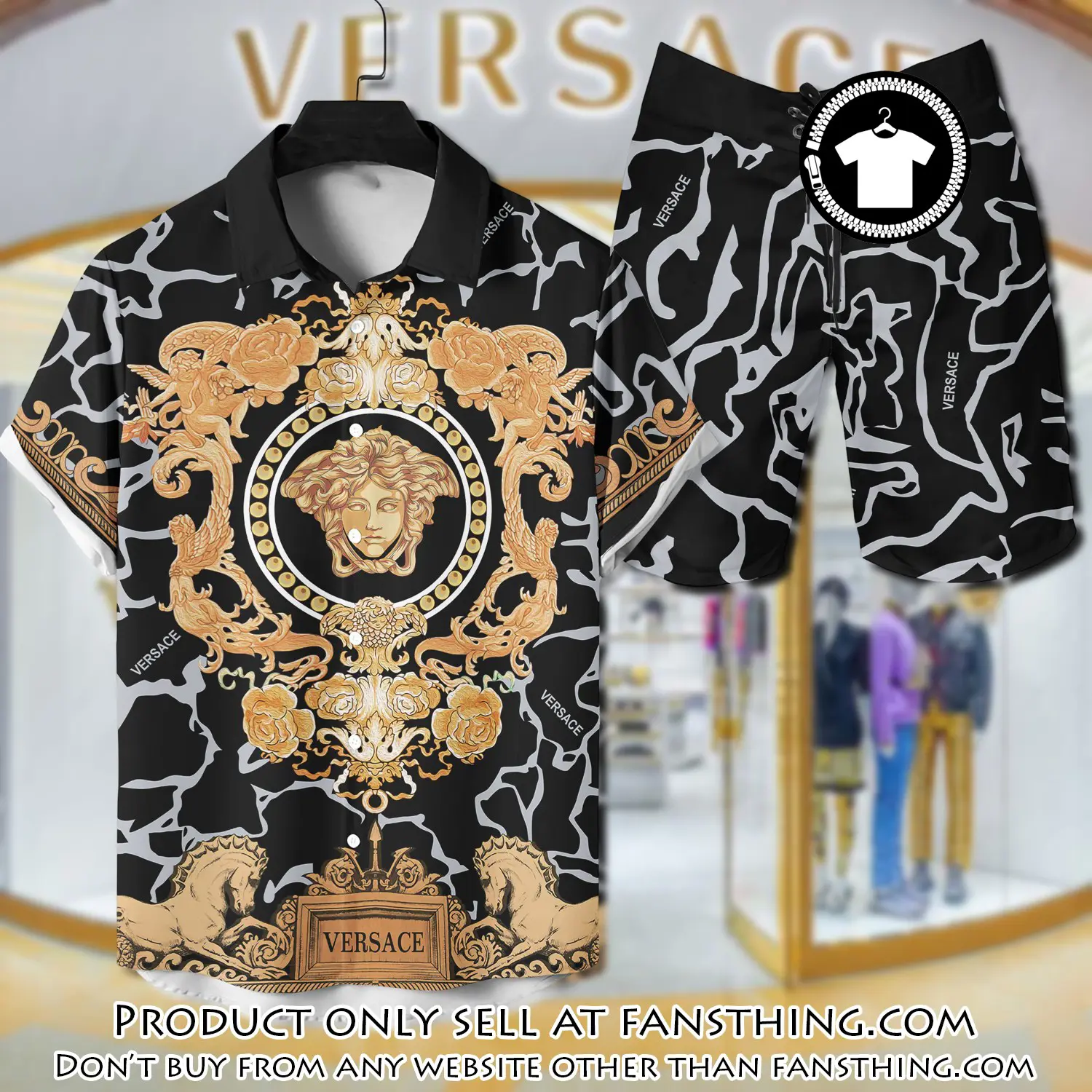 Versace luxury hawaiian shirt & short set lhs1204 fst5115936